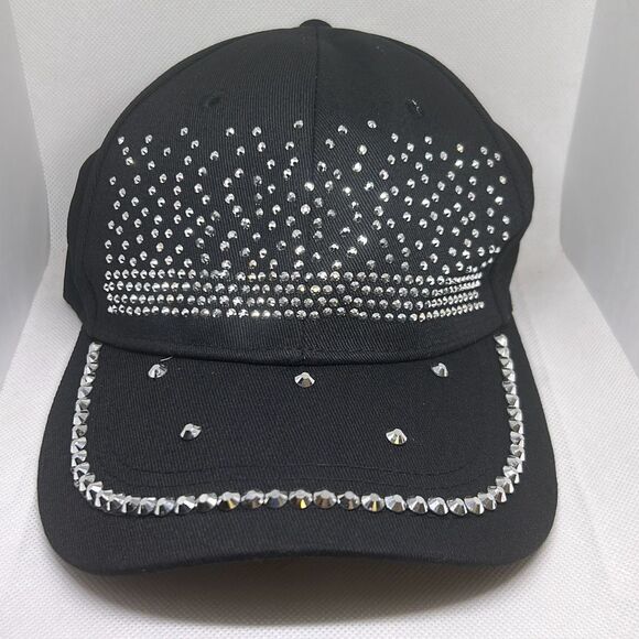 Black Rhinestone Studded Baseball Cap - Picture 1 of 5